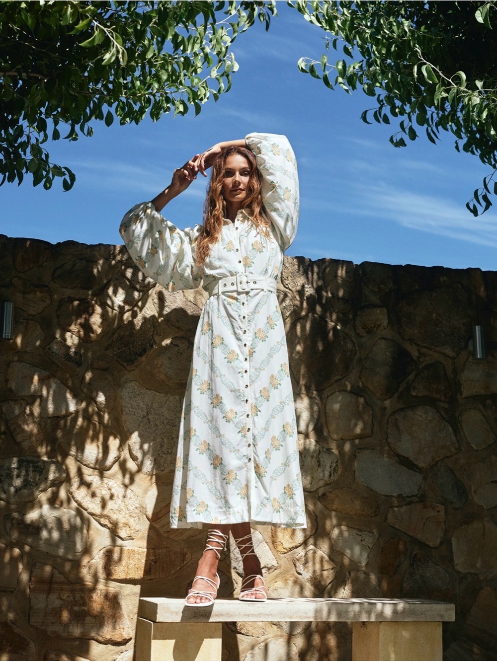 Keepsake the label Sorelle Floral Belted Button-Front Midi Shirt Dress Size 4